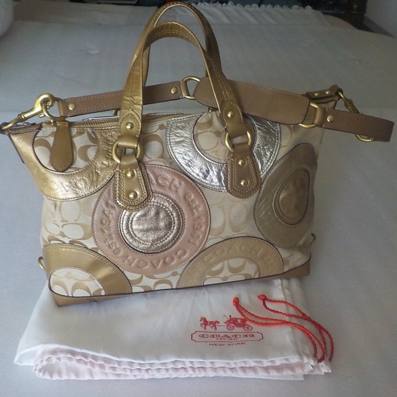 Coach Metallic Leather Patchwork Handbag/Shoulder Bag